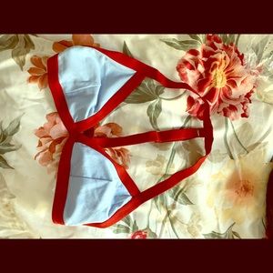 Blue and red strap brallete